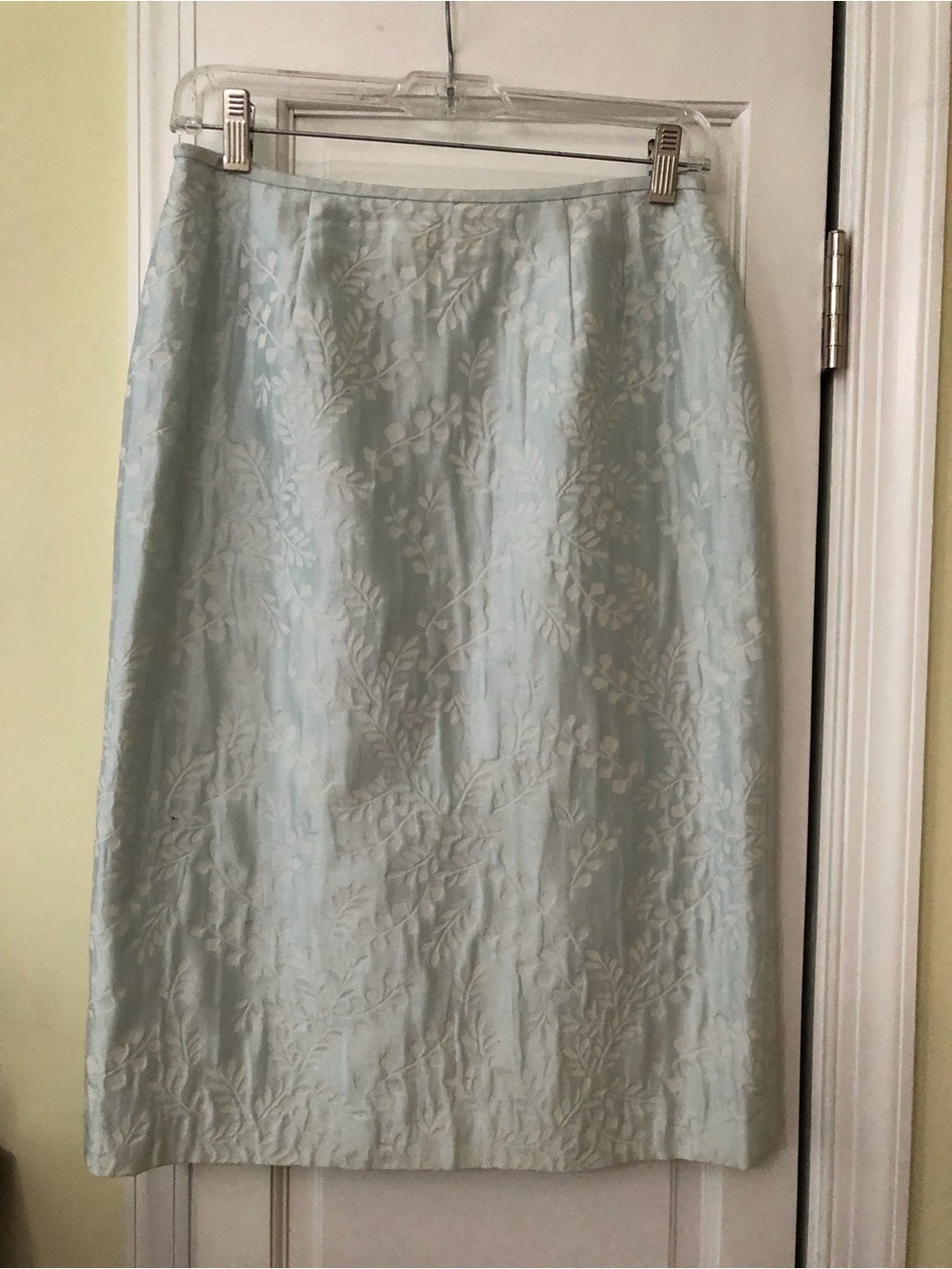 Albert Nipon Light Blue Embroidered A-Line Skirt